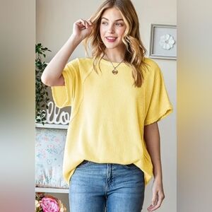 DOLMAN Short Sleeve Solid Urban Ribbed Top
